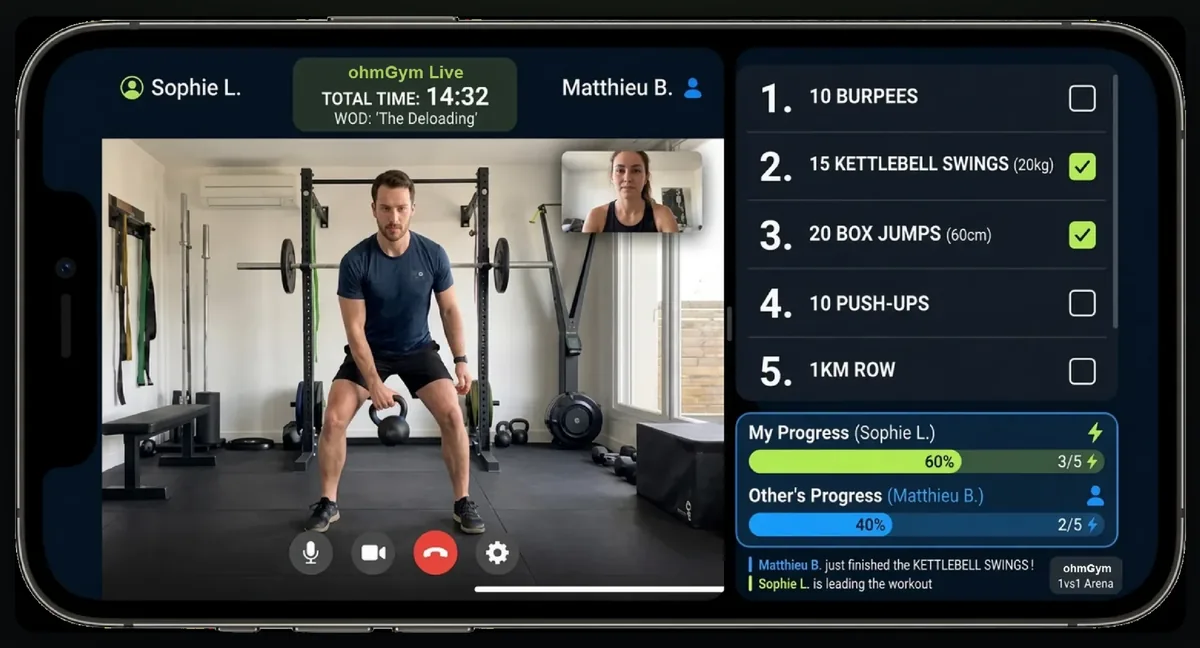 ohmGym: a live 1 vs 1 session over video
